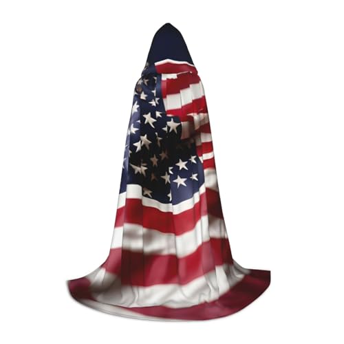 ZhanGM Kapuzenumhang mit amerikanischer Flagge – perfekt für Rollenspiel-Kostüme, Weihnachten, Bühnenkostüme, Maskerade, Halloween, Ostern von ZhanGM