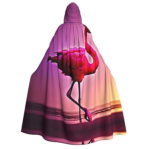 ZhanGM Kapuzenumhang mit rosa Flamingo-Muster für Erwachsene, ideal für Rollenspiele, Bühnenkostüme, Maskerade, Halloween, Ostern, Karnevalsparty von ZhanGM