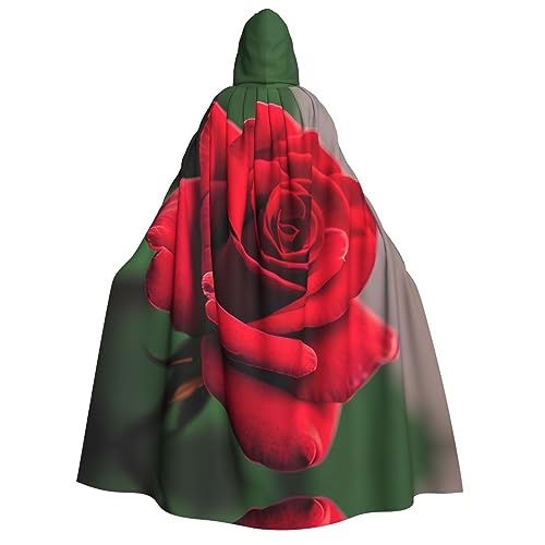 ZhanGM Rote Rose Blume 1 Erwachsener Kapuzenumhang - Ideal für Rollenspiele, Bühnenkostüme, Maskerade, Halloween, Ostern, Karnevalsparty von ZhanGM