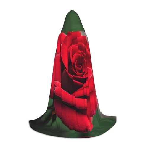 ZhanGM Rote Rose Blume 1 Kapuzenumhang – perfekt für Rollenspiel-Kostüme, Weihnachten, Bühnenkostüme, Maskerade, Halloween, Ostern von ZhanGM