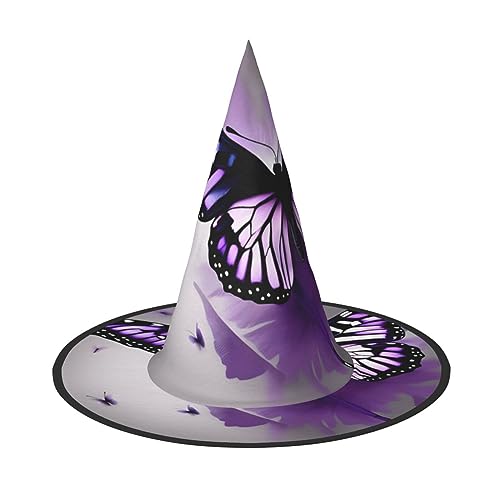 ZhanGM Schöne lila Schmetterlingskunst Halloween Hut – Erwachsenenkostüm-Zubehör, Party-Maskerade Damen Cosplay Kleid, faltbare Dekorationen von ZhanGM