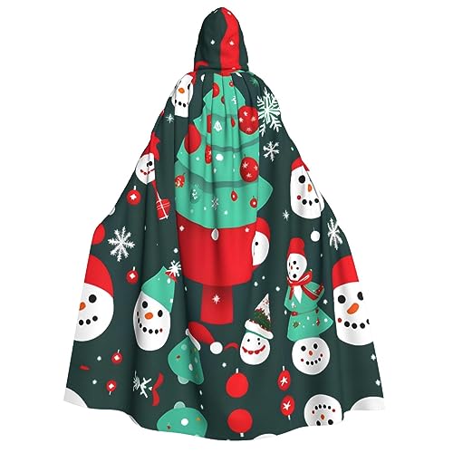 ZhanGM Umhang mit Kapuze für Erwachsene mit Weihnachtsbaum und Schneemann, ideal für Rollenspiele, Bühnenkostüme, Maskerade, Halloween, Ostern, Karnevalsparty von ZhanGM