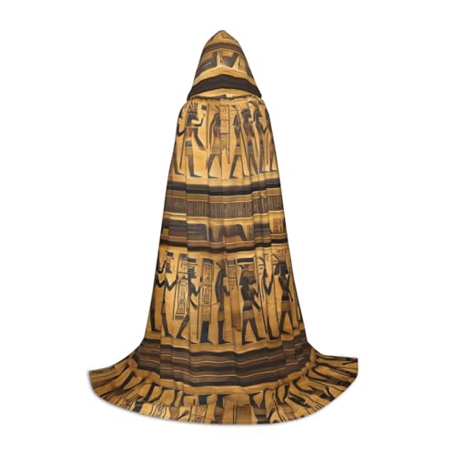 ZhanMg Ägypten Hieroglyphen Kapuzenumhang - Ideal für Cosplay, Halloween, Ostern - Bequemer Umhang Robe für Bühnenkostüme von ZhanMg