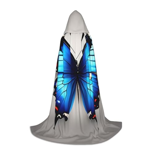 ZhanMg Blauer Schmetterling Kapuzenumhang - Ideal für Cosplay, Halloween, Ostern - Bequemer Umhang Robe für Bühnenkostüme von ZhanMg