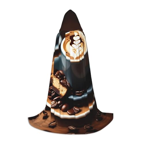 ZhanMg Delicious Coffee Hooded Cloak - Rollenspiel Kostüm Cosplay - Vielseitig Weihnachten Halloween Ostern Party Umhang Robe von ZhanMg