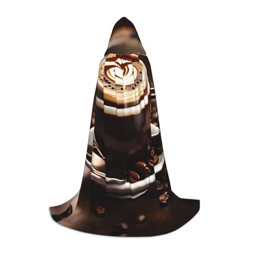 ZhanMg Hot Coffee with Coffee Bean Hooded Cloak - Ideal for Cosplay, Halloween, Easter - Comfortable Cape Robe for Stage Costumes von ZhanMg