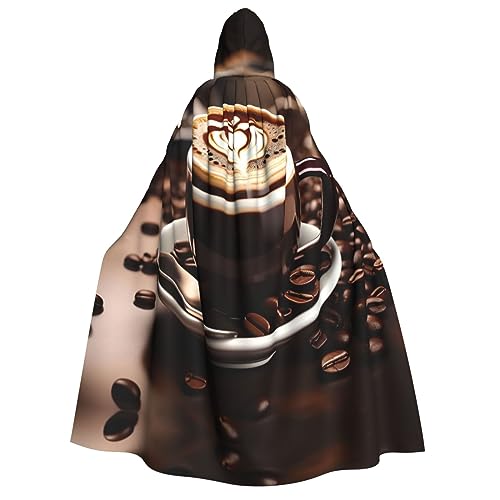 ZhanMg Hot Coffee with Coffee Bean Hooded Cloak for Adults - Cosplay Christmas Cape Robe for Halloween, Easter, Carnival, Parties, Masquerade von ZhanMg