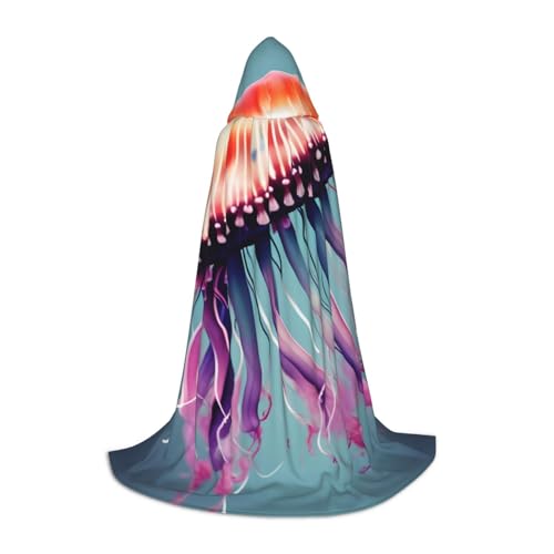 ZhanMg Jellyfish Hooded Cloak - Ideal for Cosplay Halloween Easter - Comfortable Cape Robe for Stage Costumes von ZhanMg