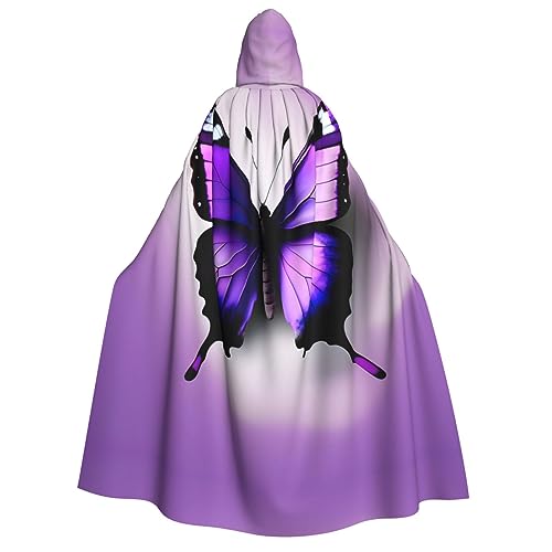 ZhanMg Lila Schmetterling Druck Kapuzenumhang für Erwachsene - Cosplay Weihnachten Umhang Robe für Halloween, Ostern, Karneval, Partys, Maskerade von ZhanMg