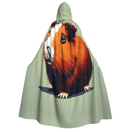 ZhanMg Meerschweinchen-Illustration Kapuzenumhang für Erwachsene - Cosplay Weihnachten Umhang Robe für Halloween, Ostern, Karneval, Partys, Maskerade von ZhanMg