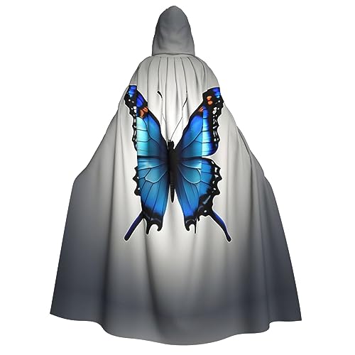 ZhanMg One Blue Butterfly Hooded Cloak for Adults - Cosplay Christmas Cape Robe for Halloween, Easter, Carnival, Parties, Maskerade von ZhanMg