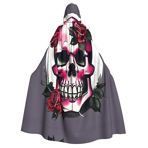 ZhanMg Rose Skull Hooded Cloak for Adults - Cosplay Christmas Cape Robe for Halloween, Easter, Carnival, Parties, Maskerade von ZhanMg