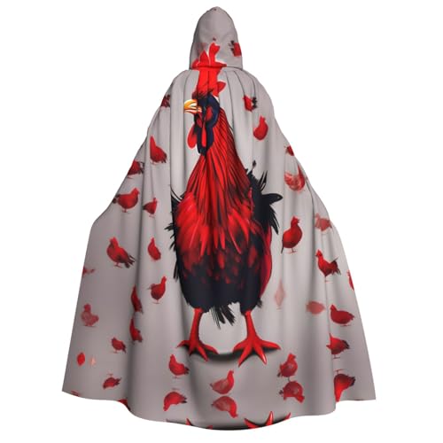 ZhanMg Roter Huhn Kapuzenumhang für Erwachsene - Cosplay Weihnachten Umhang Robe für Halloween, Ostern, Karneval, Partys, Maskerade von ZhanMg