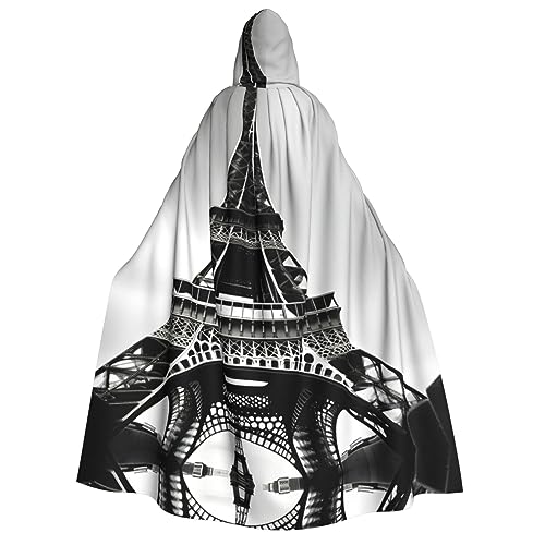 ZhanMg Schwarzer Paris Eiffelturm Kapuzenumhang für Erwachsene - Cosplay Weihnachten Umhang Robe für Halloween, Ostern, Karneval, Partys, Maskerade von ZhanMg