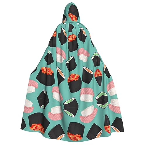 ZhanMg Sushi Food Pattern1 Kapuzenumhang für Erwachsene - Cosplay Weihnachten Umhang Robe für Halloween, Ostern, Karneval, Partys, Maskerade von ZhanMg