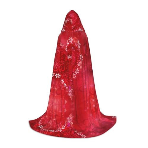 ZhanMg Valentinstag Rot Herz Blume Kapuzenumhang - Ideal für Cosplay, Halloween, Ostern - Bequemer Umhang Robe für Bühnenkostüme von ZhanMg