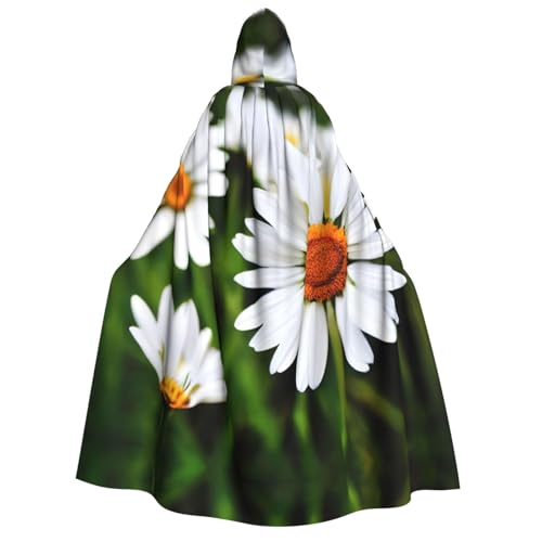 ZhanMg Weiße Gänseblümchen Blumen Kapuzenumhang für Erwachsene - Cosplay Weihnachten Umhang Robe für Halloween, Ostern, Karneval, Partys, Maskerade von ZhanMg