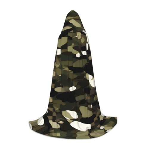 Zhangm Abstrakter Camouflage-Umhang mit Kapuze – perfekt für Rollenspiel-Kostüm, Cosplay, Weihnachtsumhang, Robe, Halloween, Ostern, Karneval von Zhangm