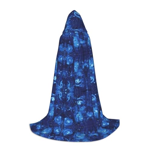 Zhangm Blue Universe Weltraum Galaxie Unisex Kapuzenumhang - Perfekt für Rollenspiele Kostüm Cosplay Weihnachten Umhang Robe Halloween Ostern Karneval von Zhangm