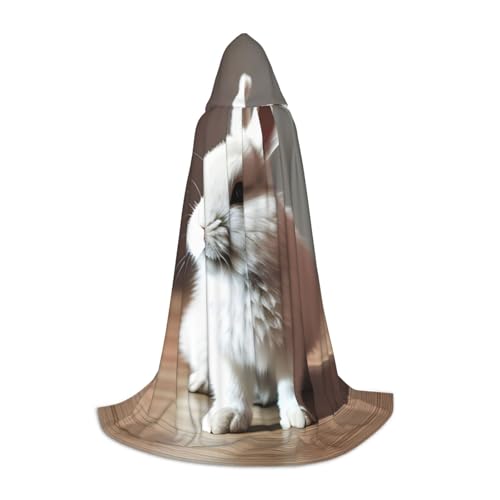 Zhangm Cry White Rabbit Unisex Kapuzenumhang - Perfekt für Rollenspiele Kostüm Cosplay Weihnachten Umhang Robe Halloween Ostern Karneval von Zhangm