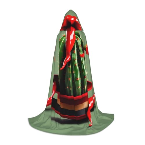 Zhangm Kaktus Hut und Chili Pepper Unisex Kapuzenumhang - Perfekt für Rollenspiele Kostüm Cosplay Weihnachten Umhang Robe Halloween Ostern Karneval von Zhangm