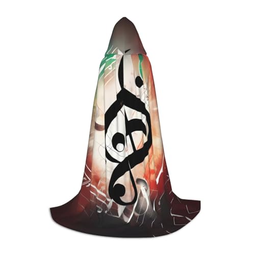 Zhangm Music Notes Unisex Kapuzenumhang - Perfekt für Rollenspiele Kostüm Cosplay Weihnachten Umhang Robe Halloween Ostern Karneval von Zhangm