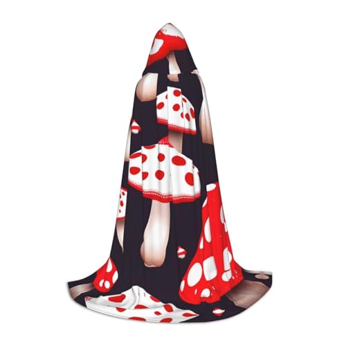 Zhangm Rot Weiß und Pilz Unisex Kapuzenumhang - Perfekt für Rollenspiele Kostüm Cosplay Weihnachten Umhang Robe Halloween Ostern Karneval von Zhangm