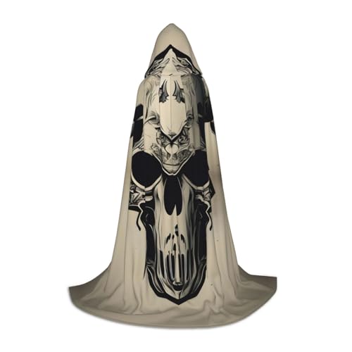 Zhangm Runner Bull Skull Unisex Kapuzenumhang - Perfekt für Rollenspiele Kostüm Cosplay Weihnachten Umhang Robe Halloween Ostern Karneval von Zhangm