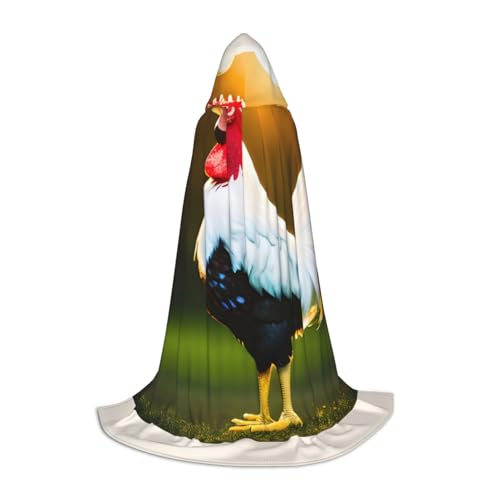 Zhangm Shine Rooster Unisex Kapuzenumhang - Perfekt für Rollenspiele Kostüm Cosplay Weihnachten Umhang Robe Halloween Ostern Karneval von Zhangm