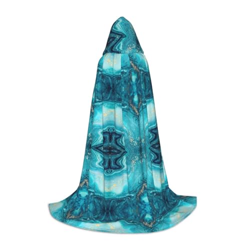 Zhangm Stone Blue Gold Marble Unisex Hooded Cloak - Perfect For Role Play Costume Cosplay, Christmas Cape Robe, Halloween, Easter Carnival von Zhangm