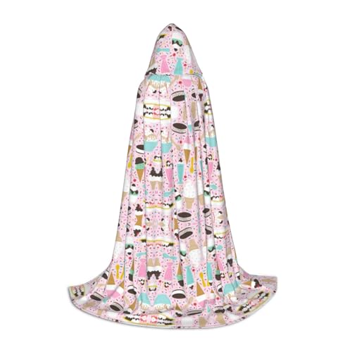 Zhangm Sweet Ice Cream Unisex Kapuzenumhang - Perfekt für Rollenspiele Kostüm Cosplay Weihnachten Umhang Robe Halloween Ostern Karneval von Zhangm