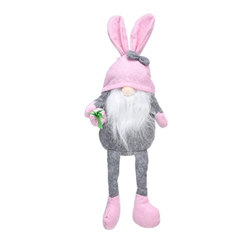 Osterhase, Gesichtslose GNOME-Puppe mit Langen Beinen, Osterhasen-Dekorationen, Plüschfiguren, Puppe, Stofftier für Zuhause, Party, Ostergeschenke (Rosa Hut) von Zhangpu