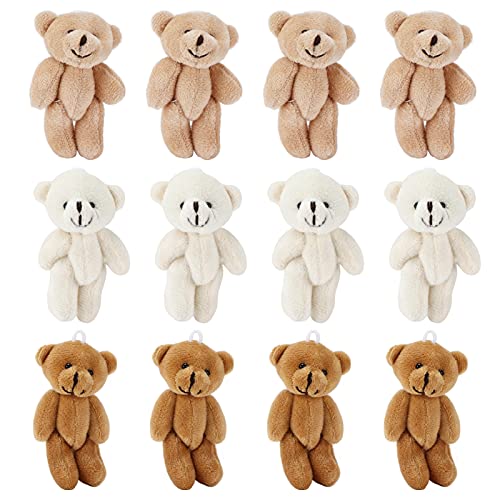 Zhangpu 12 Stück Mini-Teddybär, Niedliches Plüschtier, Mini-Kuscheltiere, Puppe für Selbstgemachten Schlüsselanhänger, Babyparty, Geburtstag, Weihnachten, Partygeschenke von Zhangpu