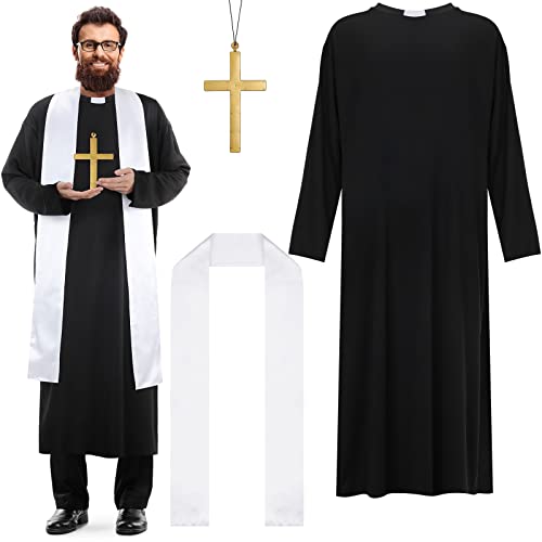 Herren Halloween Kostüm Kirche Vater Robe Kostüm Zubehör für Halloween Priester Cosplay Bekleidung von Zhanmai