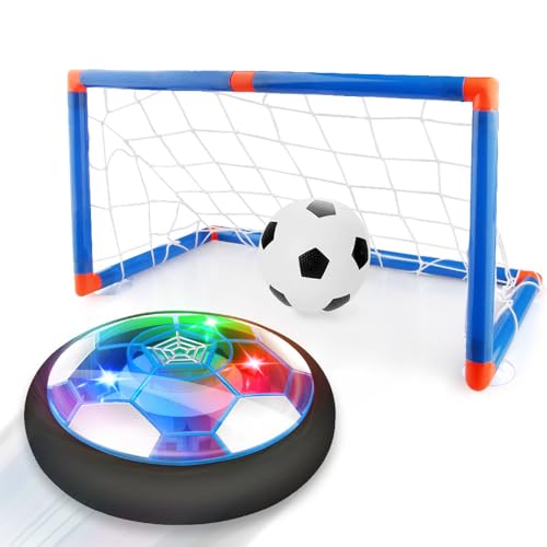 Air Power Fussball mit Fußballtor, Spielzeug Jungen Mädchen ab 3 4 5 6 7 8 9 10 Jahre Kinder Fußball Hover Football Aufblasbar Ball, Indoor Outdoor Spiel Weihnachten Nikolaus Geschenk Kinderspielzeug von Zhcuves