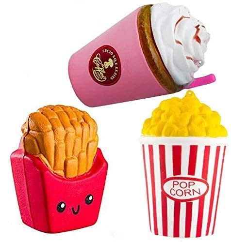 ZhengYue 3 Stück Kawaii Squishy Spielzeug - Popcorn Frappuccino Fries Squeeze Stress Squishies Langsam Dekompression Creme Duftenden Geschenk für Kinder Erwachsene Mädchen Jungen von ZhengYue