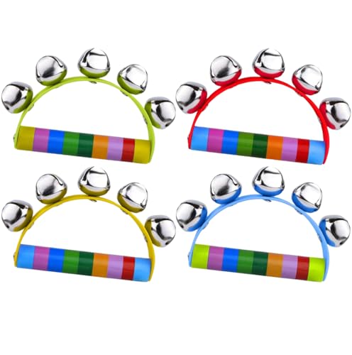 Zhenghebuy Handgriff-Glocke,4 Stück Weihnachts-Hand-Glöckchen,Holz-Hand,Schlittenglocken, Percussion-Instrumente,Musikalisches Percussion-Tamburin,Instrumente für Kinder, Handglocken Zhenghebuy Handgriff-Glocke,4 Stück Weihnachts-Hand-Glöckchen,Holz-Hand,Schlittenglocken, Percussion-Instrumente,Musikalisches Percussion-Tamburin,Instrumente für Kinder, Handglocken von Zhenghebuy