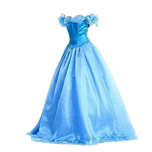 Zhenwo Cinderella Prinzessinnenkleid Cosply Cinderella Wan Bühne Play Show Geschenk Kostüm Damen,Blau,S von Zhenwo