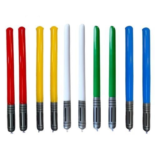 10PCS Aufblasbare Lichtschwert Schwert, Aufblasbare Ballons, 90cm Aufblasbares Waffenschwert, Lichtschwert Kinder, PVC Aufblasbares Spielzeug, 5 Farben Aufblasbares Lightsaber für Cosplay Themenpartys von Zhlearda