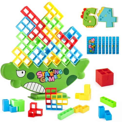 64PCS Blocks Tetra Tower Spiel,Balance Spielzeug Tower Game für Kinder Erwachsene,Stapelturm Spielzeug Geschenke,Blocks Game für Multiplayer Spieler Heimspiele Party,Geschenk für Junge Mädchen von Zhmenge