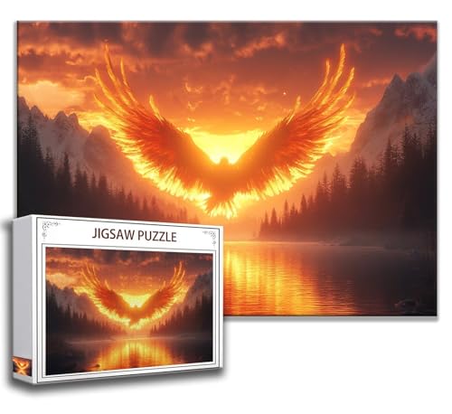 Adler Puzzle 200 Teile Kinder, Jigsaw Puzzle Sonnenuntergang Puzzle Erwachsene, Junge, Mädchen, Geschicklichkeitsspiel für Die Ganze Familie, Klassische Holzpuzzle für Wand Zimmer Deko Wohnzimmer E-0 von Zhngzoyn