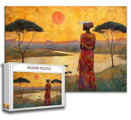 Afrika Puzzle 300 Teile Kinder, Jigsaw Puzzle Frau Puzzle Erwachsene, Junge, Mädchen, Geschicklichkeitsspiel für Die Ganze Familie, Klassische Holzpuzzle für Wand Zimmer Deko Wohnzimmer, Geschenke P-2 von Zhngzoyn