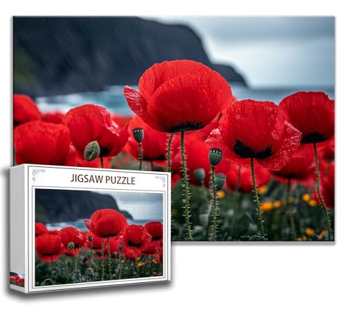 Blume Puzzle 200 Teile Kinder, Jigsaw Puzzle Mohn Puzzle Erwachsene, Junge, Mädchen, Geschicklichkeitsspiel für Die Ganze Familie, Klassische Holzpuzzle für Wand Zimmer Deko Wohnzimmer, Geschenke C-4 von Zhngzoyn