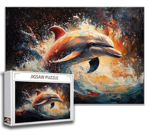 Delphin Puzzle 200 Teile Kinder, Jigsaw Puzzle Tier Puzzle Erwachsene, Junge, Mädchen, Geschicklichkeitsspiel für Die Ganze Familie, Klassische Holzpuzzle für Wand Deko Wohnzimmer, Geschenke X-5 von Zhngzoyn