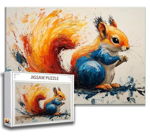 Eichhörnchen Puzzle 300 Teile Kinder, Jigsaw Puzzle Tier Puzzle Erwachsene, Junge, Mädchen, Geschicklichkeitsspiel für Die Ganze Familie, Klassische Holzpuzzle für Wand Zimmer Deko Wohnzimmer F-9 von Zhngzoyn