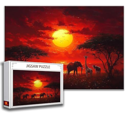 Elefant Puzzle 200 Teile Kinder, Jigsaw Puzzle Afrika Puzzle Erwachsene, Junge, Mädchen, Geschicklichkeitsspiel für Die Ganze Familie, Klassische Holzpuzzle für Wand Deko Wohnzimmer, Geschenke H-6 von Zhngzoyn