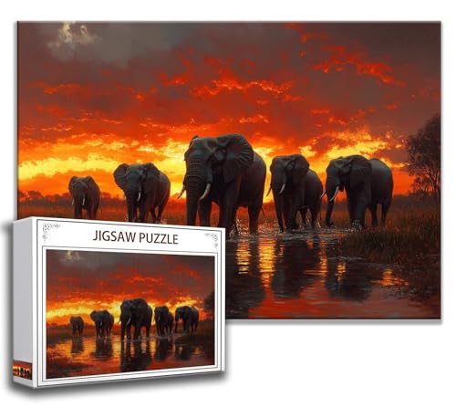 Elefant Puzzle 200 Teile Kinder, Jigsaw Puzzle Tier Puzzle Erwachsene, Junge, Mädchen, Geschicklichkeitsspiel für Die Ganze Familie, Klassische Holzpuzzle für Wand Deko Wohnzimmer, Geschenke K-6 von Zhngzoyn