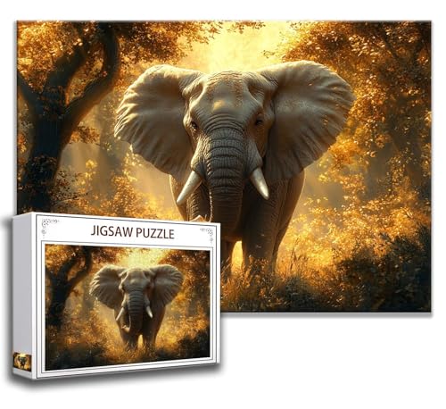 Elefant Puzzle 200 Teile Kinder, Jigsaw Puzzle Tier Puzzle Erwachsene, Junge, Mädchen, Geschicklichkeitsspiel für Die Ganze Familie, Klassische Holzpuzzle für Wand Deko Wohnzimmer, Geschenke N-2 von Zhngzoyn