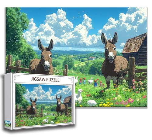 Esel Puzzle 120 Teile Kinder, Jigsaw Puzzle Tier Puzzle Erwachsene, Junge, Mädchen, Geschicklichkeitsspiel für Die Ganze Familie, Klassische Holzpuzzle für Wand Zimmer Deko Wohnzimmer, Geschenke I-2 von Zhngzoyn