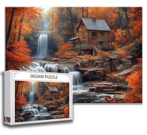 Fallen Puzzle 300 Teile Kinder, Jigsaw Puzzle Landschaft Puzzle Erwachsene, Junge, Mädchen, Geschicklichkeitsspiel für Die Ganze Familie, Klassische Holzpuzzle für Wand Zimmer Deko Wohnzimmer D-9 von Zhngzoyn